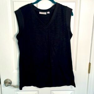 BELLE by Kim gravel NWOT mixed media slub and ribbed V-neck top size medium